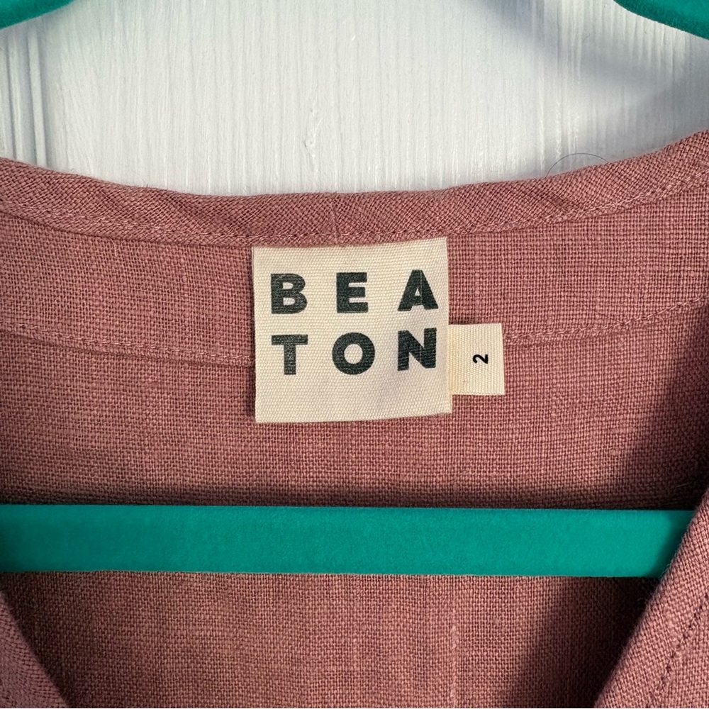Rose Colored Beaton Linen Dress 2X - Picture 2 of 5